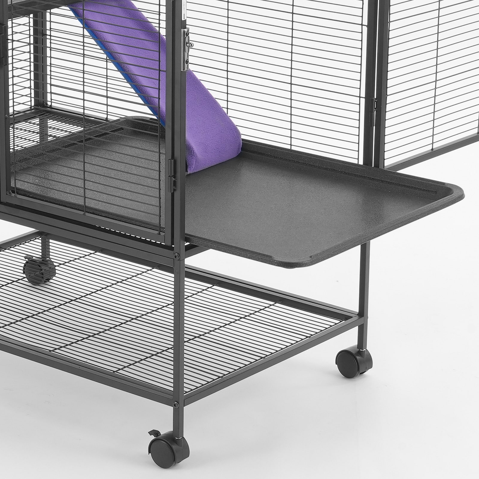Rolling 2-tier Metal Small Animal Cage With Removable Tray & Ramp_voghion.com